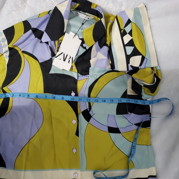 New HTF ZARA PRINTED POCKET SHIRT Bloggers Favorite Sz Sm - Picture 8 of 10